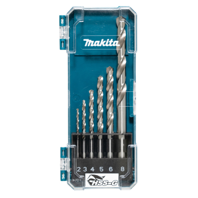 HSS-G metalo grąžtų rinkinys Makita D-75742, 6 vnt (2,3,4,5,6,8mm)