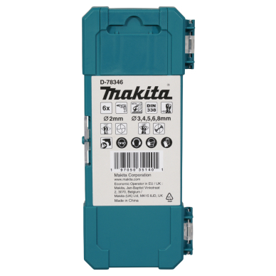 HSS-GS metalo grąžtų rinkinys Makita D-78352, 6vnt (2,3,4,5,6,8mm) 2