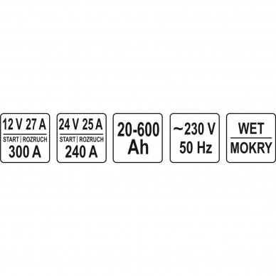 Įkroviklis su paleidėju YATO 40A / 240A 700Ah (YT-83060) 3