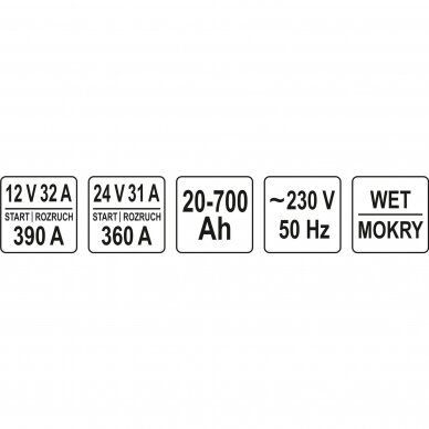 Įkroviklis su paleidėju YATO 50A /340A / 800Ah (YT-83061) 3