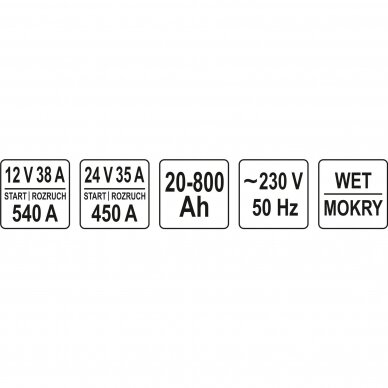 Įkroviklis su paleidėju YATO 60A / 540A / 1000Ah (YT-83062) 3