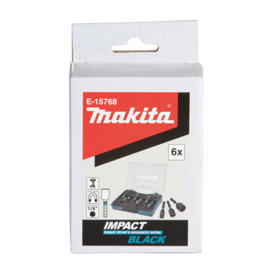 IMPACT BLACK  komplektas 6vnt.  1/4"(6, 7, 8, 9, 10, 12 ja 13 mm) Makita E-15768 3