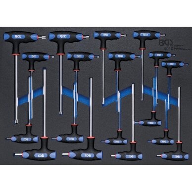 Įrankių dėklas 3/3: T- formos rankenų rinkinys atsuktuvai | Hex šešiakampis / T-star (Torx) | 18 vnt. (4010)