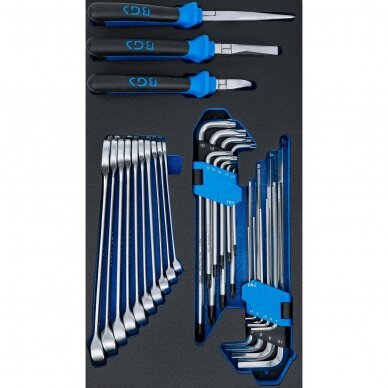 Įrankių dėklas BGS 2002 | Kombinuoti veržliarakčiai, replės ir L tipo veržliarakčiai | 31 vnt. (2002-8) 1