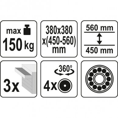 Įrankių kėdutė su 3 stalčiais Yato YT-08795 4