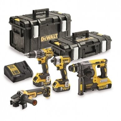 Įrankių rinkinys DeWalt DCK422P3-QW (DCG405 + DCH273 + DCD796 + DCF887), 18 V, 3x5.0 Ah