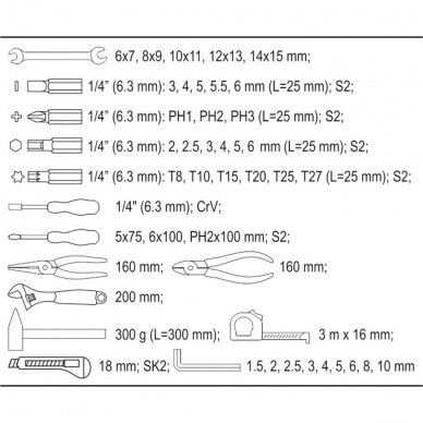 Įrankių rinkinys Yato YT-39280, 44 vnt. 3