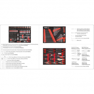 Įrankių spintelė Yato su 157 įrankiais,7 stalčiais 10