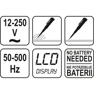 Skaitmeninis įtampos testeris - atsuktuvas Yato YT-2861, 12-220V 1