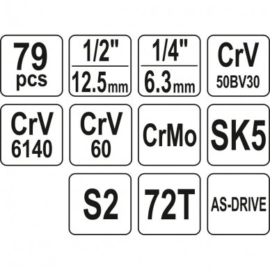 Įvairių įrankių rinkinys Yato 79vnt. 6