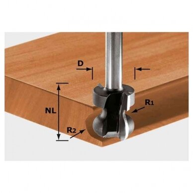 Juostinių rankenų freza Festool HW S8 D22/16/R2,5+6 (491140)