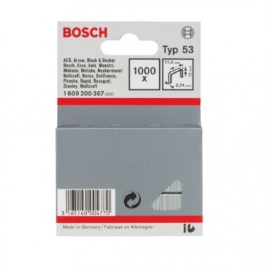 Kabės Bosch, tipas 53, 11,4x12mm, 1000 vnt., 1609200367 2