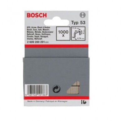 Kabės Bosch, tipas 53, 11,4x4mm, 1000 vnt., 2609200291 1