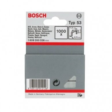 Kabės Bosch, tipas 53, 11,4x6mm, 1000 vnt., 1609200326 1