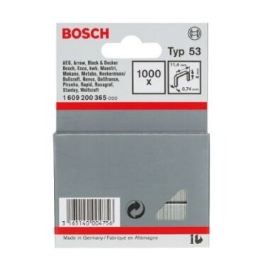 Kabės Bosch, tipas 53, 11,4x8mm, 1000 vnt., 1609200365 1