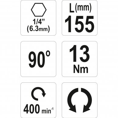 Kampinis priedas antgaliams Yato YT-04631, 90°, 1/4" 4