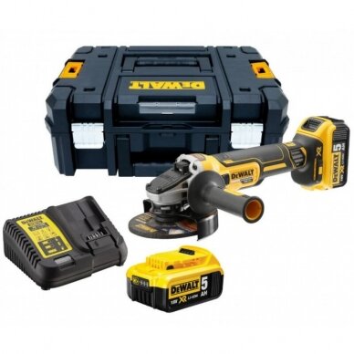 Akumuliatorinis kampinis šlifuoklis Dewalt DCG405P2-QW 18V (2x5Ah)