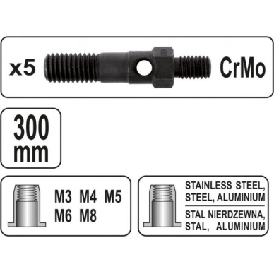 Kniediklis srieginėms kniedėms M3, M4, M5, M6, M8 2