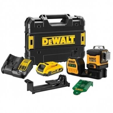 Kryžminis lazerinis nivelyras DeWalt DCE089D1G18-QW, 18cV, 1x2.0 Ah