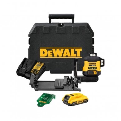 Kryžminis lazerinis nivelyras DeWalt DCLE34031D1-QW, 18V, 1x2,0 Ah, žalias