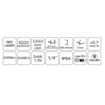 Lazerinis nivelyras skersinis/šoninis 12-24m. / HOEGERT HT4M071 2