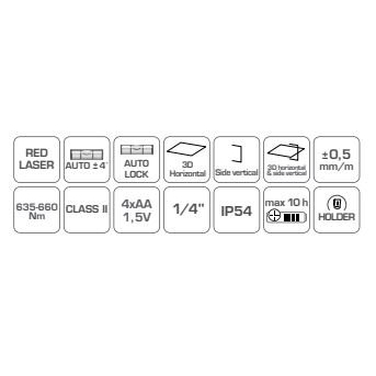 Lazerinis nivelyras 15-30m / HOEGERT HT4M072 2