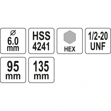 Laikiklis gręžimo karūnai Yato, Hex, 1/2"-20UNF 3