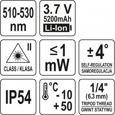 Lazerinis nivelyras Yato YT-30436, 3D žalias 5