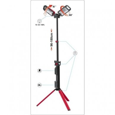 LED statybinis prožektorius Yato YT-81811, 5000lm (akum+230V) 5