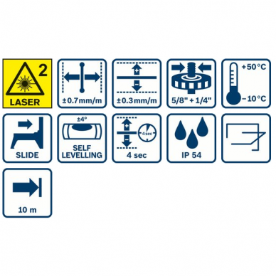 Linijinis lazerinis nivelyras Bosch GLL 2-10 (0601063L00) 1