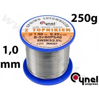 Lydmetalio viela Ø 1,00mm. 250g su fliusu (76811)