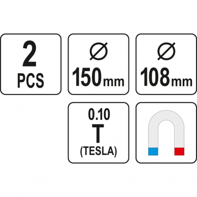 Magnetinių lėkštelių rinkinys Yato, 2 vnt., 108/150 mm 3