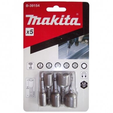 Magnetinių galvučių komplektas Makita B-39154; 5 vnt. 1