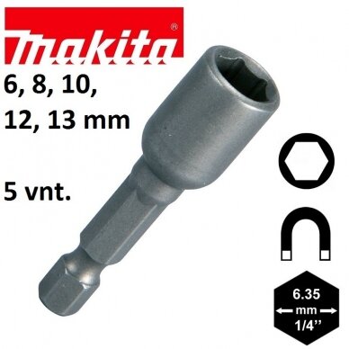 Magnetinių galvučių komplektas Makita B-39154; 5 vnt.