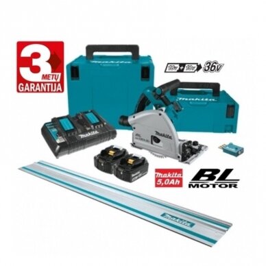 Akumuliatorinis diskinis pjūklas Makita DSP601PTJ+SET, 36V=2x18V, 5,0Ah