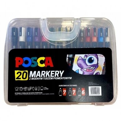 Markerių Posca rinkinys 20vnt. plast. dėž.