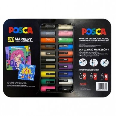 Markerių rinkinys POSCA 20vnt. met. dėž. 1