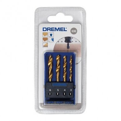 Medienos grąžtų rinkinys Dremel 636, 3/4/5/6 mm, 26150636JA