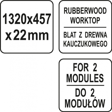 Medinis stalviršis dviems apatinėms spintelėms Yato, 1320 X 457 X 25 mm 2