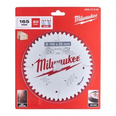 Medžio pjovimo diskas MILWAUKEE CSB P W 165x20x2,2 48ATB 1