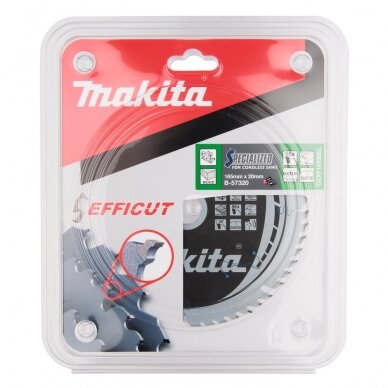 Medžio pjovimo diskas T.C.T. pjūklas EFFICUT 165X1.45X20mm 23° T56, Makita B-57320 2