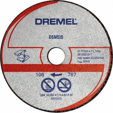 Metalo ir plastiko pjovimo diskas Dremel, 77 mm, 2615S510JB