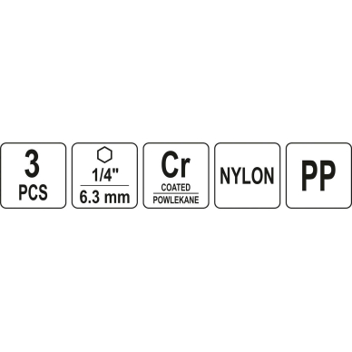 Nailoninių šepečių komplektas su HEX 1/4 laikikliu 3