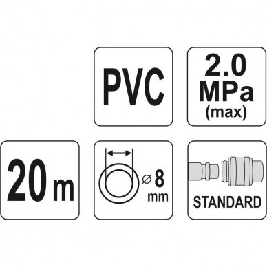 Oro žarna su antgaliais Yato YT-24221, 8mmx20m 2