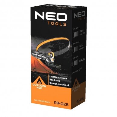 Pakraunamas LED prožektorius ant galvos Neo tools, USB 800lm 3