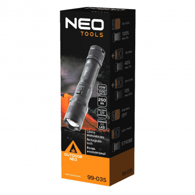 Pakraunamas žibintuvėlis Neo tools OSRAM P9 LED, USB 1000lm 2