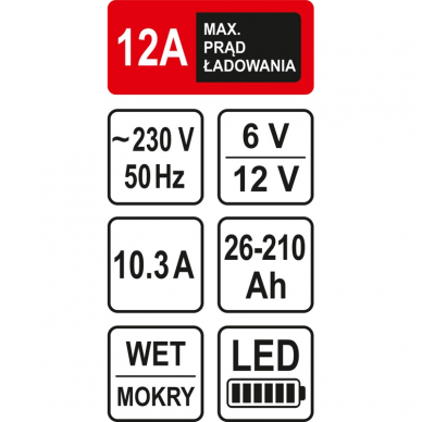 Pakrovėjas akumuliatoriams Sthor, 12A / 6/12V / 210 Ah 2