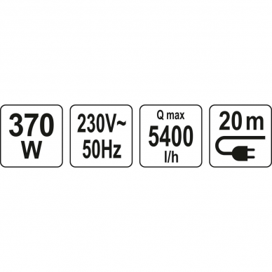 Panardinamas giluminis siurblys Yato, 370 W 5