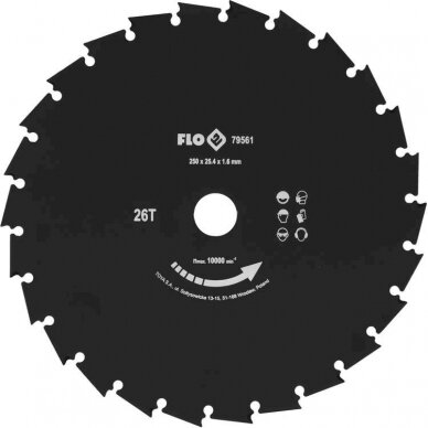 Peilis trimeriui / žoliapjovei | 26 T | 250 mm / 25,4 mm (79561)