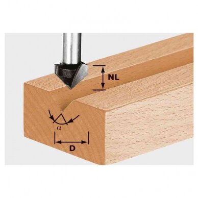 Pirštinės V-formos griovelių frezos Festool HS S8 D11/9,5/60° (490997)